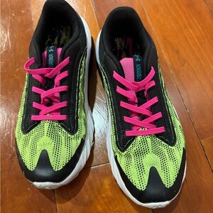 Boys Athletic Shoes with Pink and Green Accents